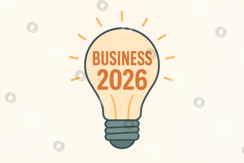Скачать Лампочка с текстом "Бизнес 2026" внутри, концепция для планирования на будущее фотосток Ozero