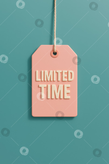 Скачать Рекламная бирка с ограниченным сроком действия, висящая на пастельном фоне фотосток Ozero