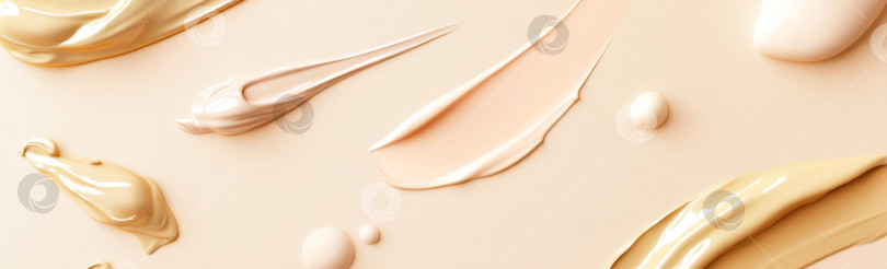 Скачать Жидкие косметические текстуры с нанесенным хайлайтером и тональным кремом фотосток Ozero