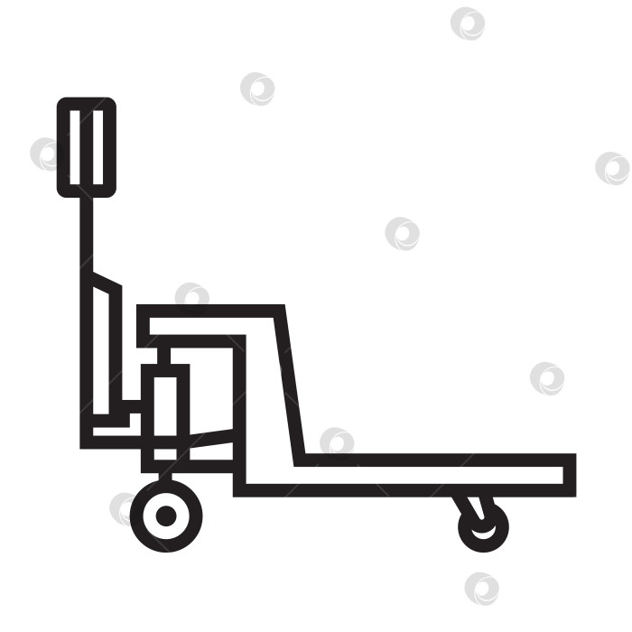 Скачать Ручной домкрат для поддонов, линейный значок. Логистическое оборудование. Иллюстрация. Объект, выделенный на белом фоне. фотосток Ozero