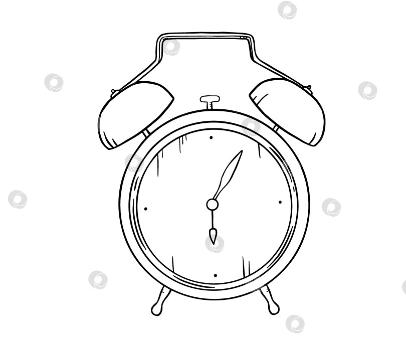 Скачать Ретро-иллюстрация будильника, выполненная от руки в стиле минималистичного эскиза. Идеально подходит для тайм-менеджмента, инструментов планирования, канцелярских принадлежностей, учебных материалов, минималистичных принтов или стиля жизни. фотосток Ozero