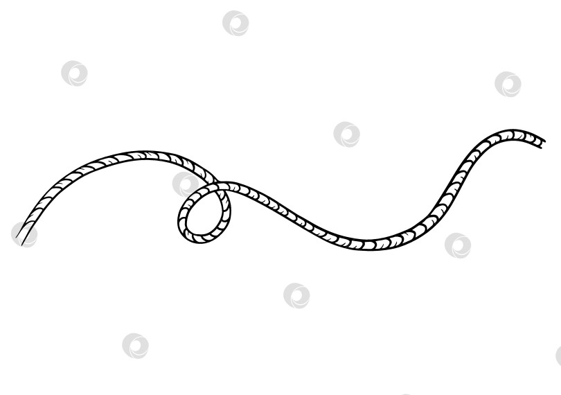 Скачать Простая черно-белая иллюстрация, нарисованная вручную веревочными чернилами в минималистичном деревенском стиле. Универсальный линейный эскиз, подходящий для морской тематики, сельскохозяйственных инструментов, раскрасок, поделок или винтажного декора. фотосток Ozero