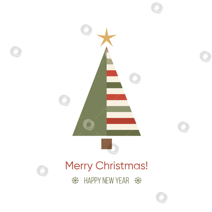 Скачать Шаблон рождественской открытки с абстрактной геометрической рождественской елкой в уютных рождественских тонах фотосток Ozero