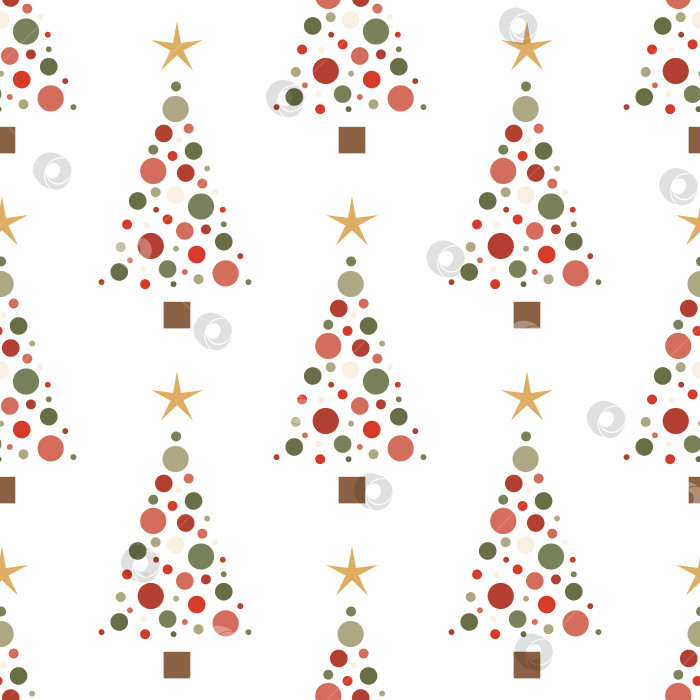 Скачать Рождественский бесшовный узор с абстрактной рождественской елкой и геометрическим декором. Современный дизайн для зимних праздников фотосток Ozero