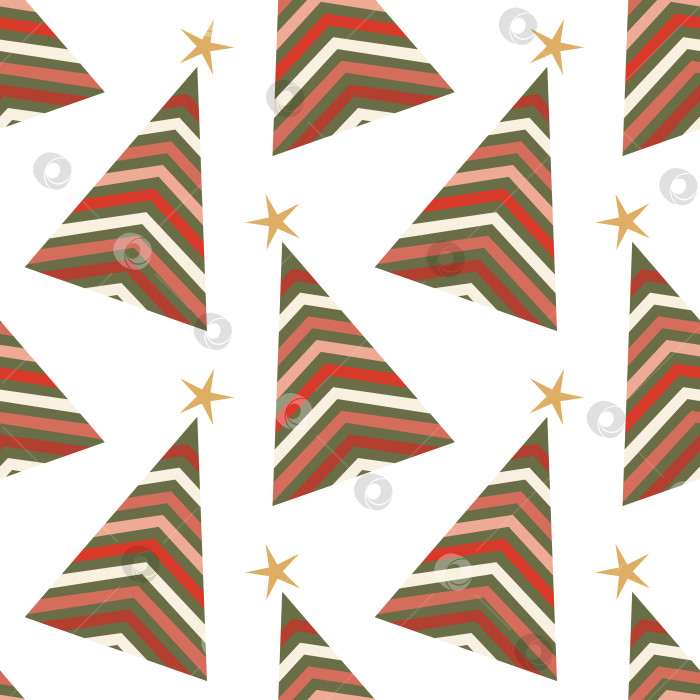 Скачать Бесшовный узор с рождественской елкой. Зимние праздники, Новогоднее оформление, Рождественский фон фотосток Ozero