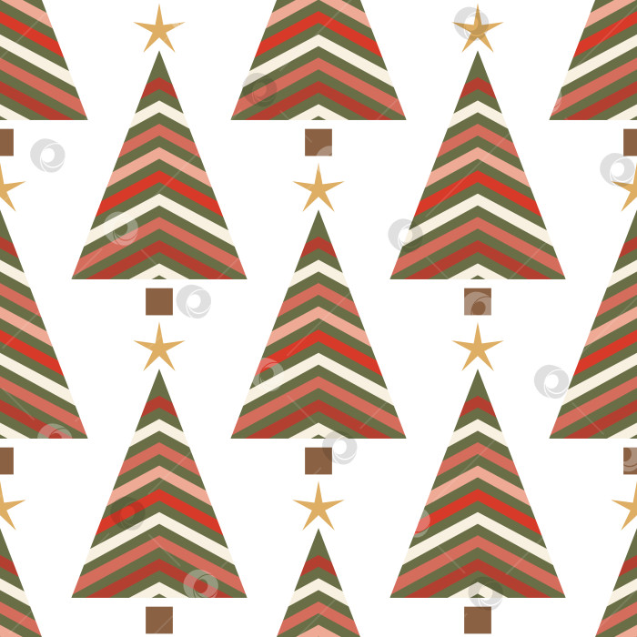 Скачать Бесшовный праздничный узор с рождественской елкой и абстрактным геометрическим декором. Современная новогодняя иллюстрация фотосток Ozero