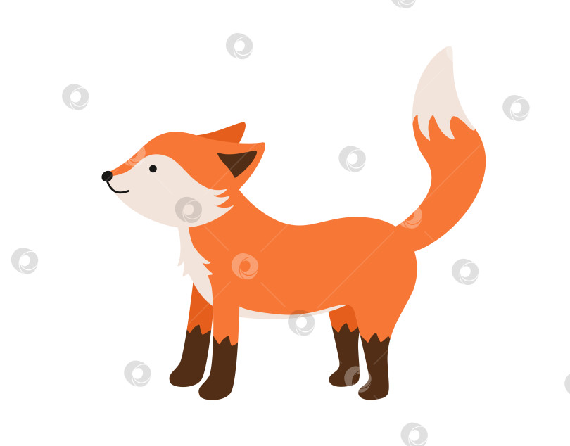 Скачать Забавный мультяшный лисенок. Векторная иллюстрация забавного лесного лисенка. Изолированный на белом фоне. фотосток Ozero