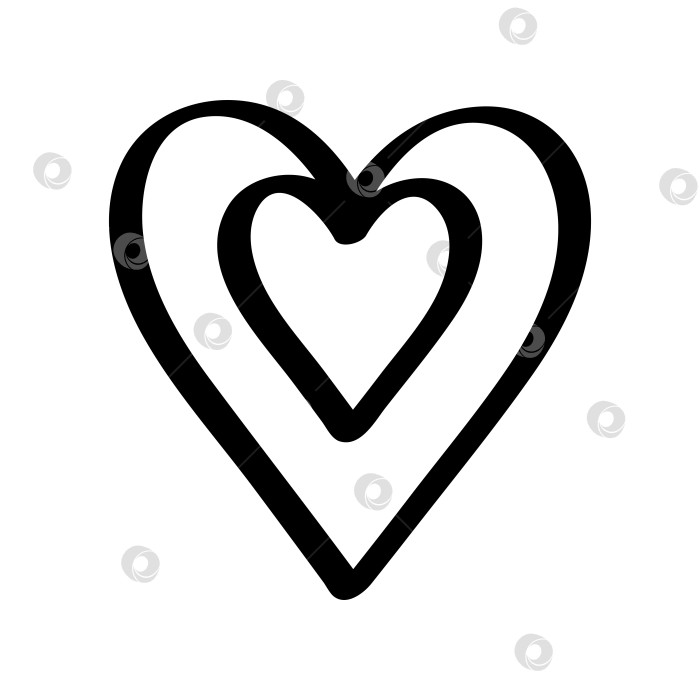 Скачать Абстрактный нарисованный от руки символ сердца. Векторная иллюстрация, выделенная на белом фоне. фотосток Ozero