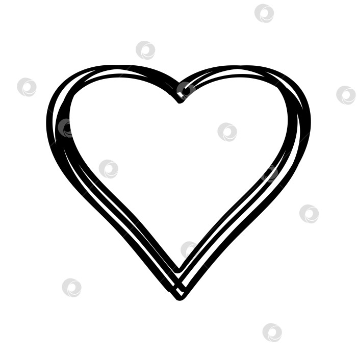 Скачать Нарисованный от руки контур сердечка. Векторная иллюстрация в стиле каракули. Изолированный одиночный объект на белом фоне. фотосток Ozero