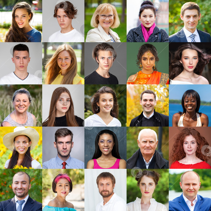 Скачать Коллаж из разных взрослых людей фотосток Ozero