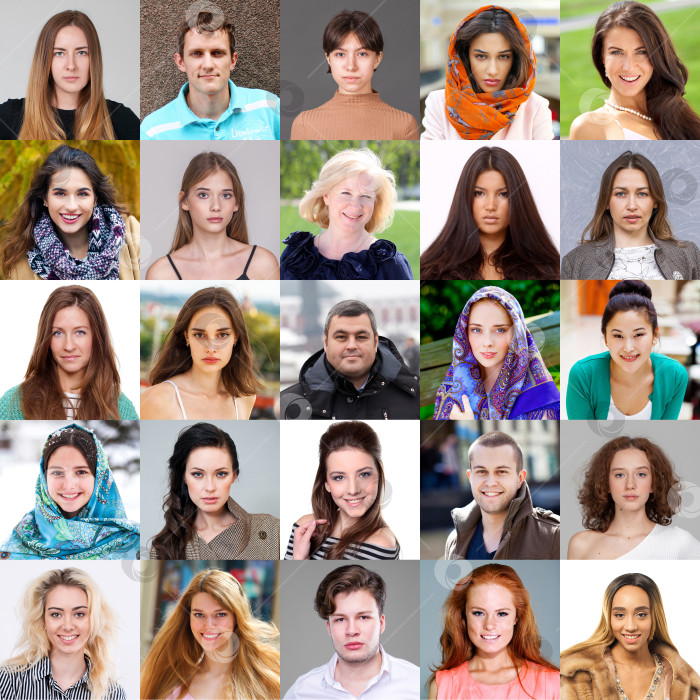 Скачать Коллаж из разных взрослых людей фотосток Ozero