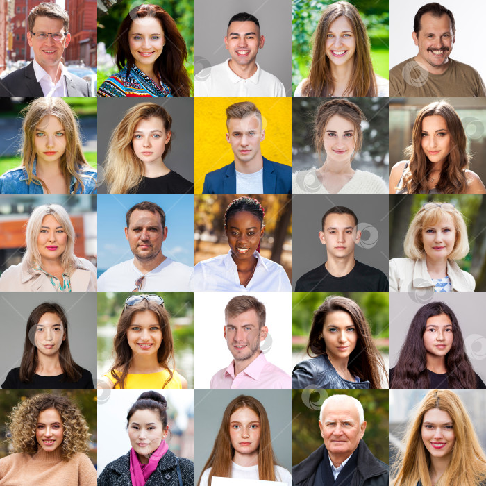 Скачать Коллаж из разных взрослых людей фотосток Ozero