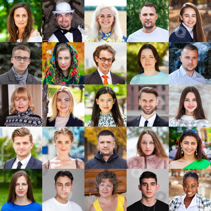 Скачать Коллаж из разных взрослых людей фотосток Ozero