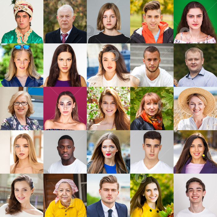 Скачать Коллаж из разных взрослых людей фотосток Ozero