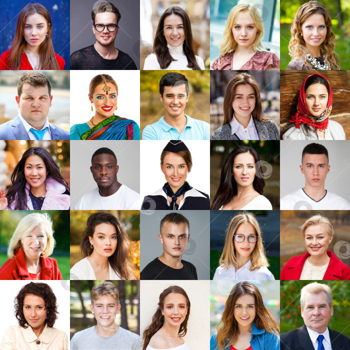 Скачать Коллаж из разных взрослых людей фотосток Ozero