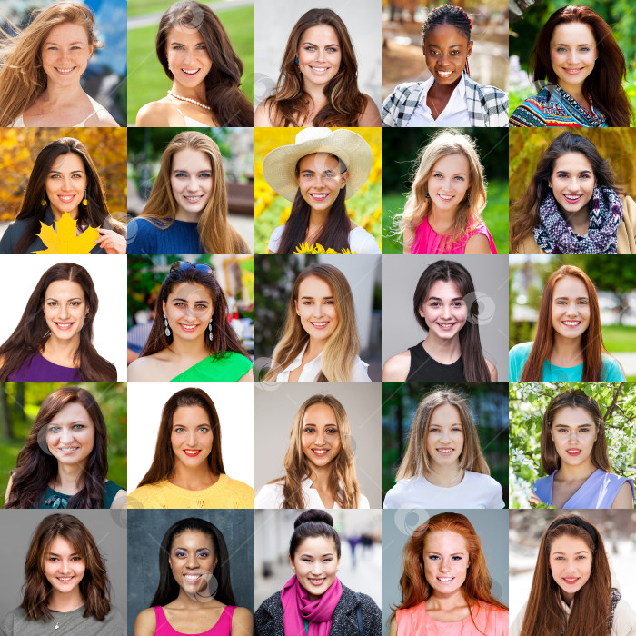 Скачать Коллаж из разных счастливых женщин старше восемнадцати лет фотосток Ozero