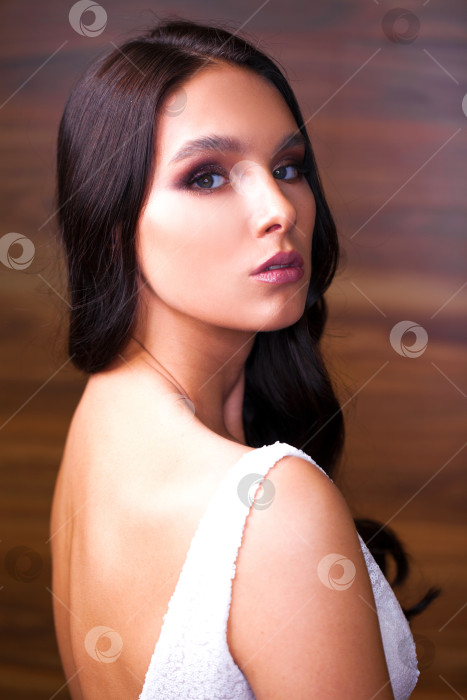Скачать Макияж. Портрет красивой брюнетки крупным планом фотосток Ozero