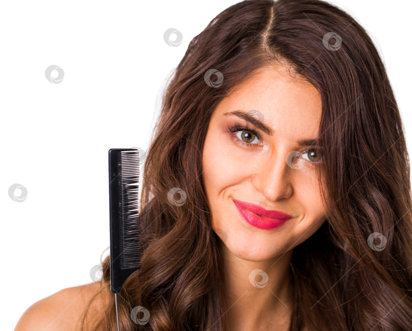 Скачать Портрет молодой красивой брюнетки крупным планом фотосток Ozero