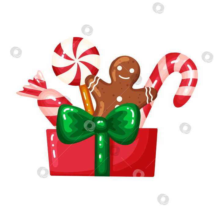Скачать Рождественская подарочная коробка со сладостями и пряниками фотосток Ozero