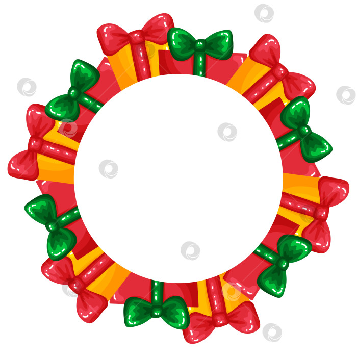 Скачать Рождественские подарочные коробки Обрамляют венок бордюром фотосток Ozero