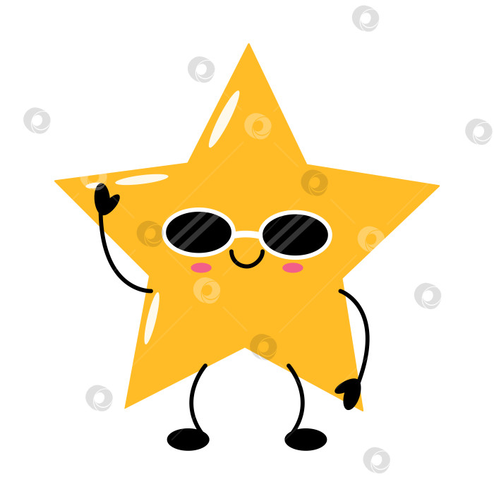 Скачать Кавайный персонаж с желтой звездой и улыбающимся лицом фотосток Ozero