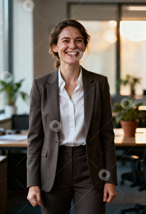 Скачать Женщина, бизнес-леди, радуется своему успеху фотосток Ozero