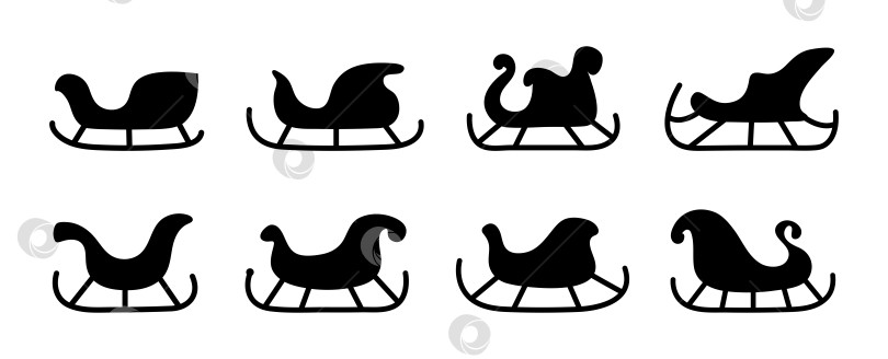 Скачать Различные конструкции саней силуэтной формы, демонстрирующие традиционные праздничные темы и стили фотосток Ozero