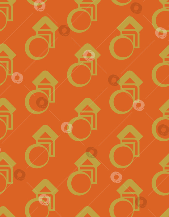 Скачать Кольца и уголки на оранжевом фоне образуют бесшовный векторный узор в стиле конструктивизма 20-х годов 20 века. фотосток Ozero