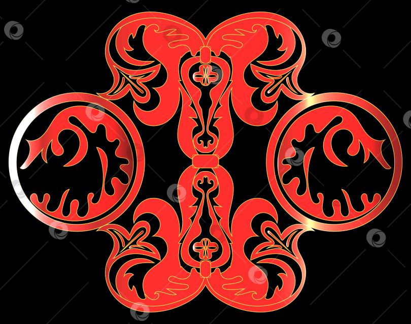 Скачать Градиентный узор из абстрактных фигур, напоминающий древнерусскую живопись, для печати на одежде, открытках, стикерах, веб-сайтах. фотосток Ozero