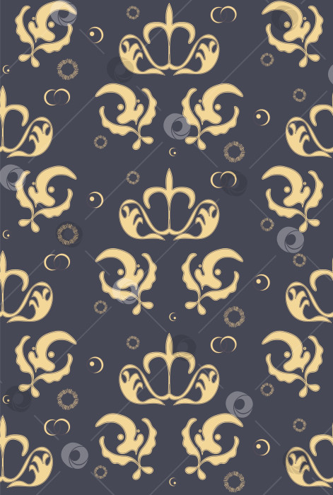 Скачать Узор с нарисованными стилизованными листьями, кругами, кольцами и штрихами в стиле древнерусской росписи для открыток, текстиля, веб-сайтов. фотосток Ozero