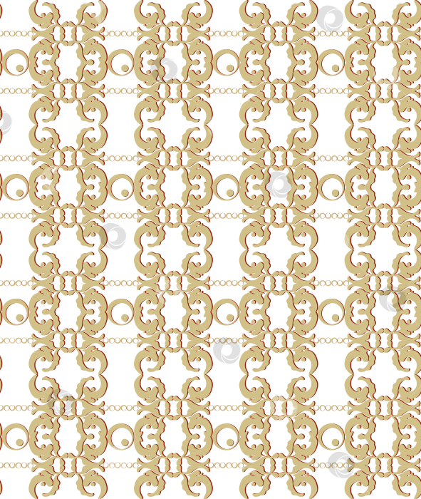 Скачать Абстрактные плавные формы, соединенные кольцами, образуют бесшовный узор в стиле древнерусской росписи для открыток, презентаций, веб-сайтов. Текстиль. фотосток Ozero