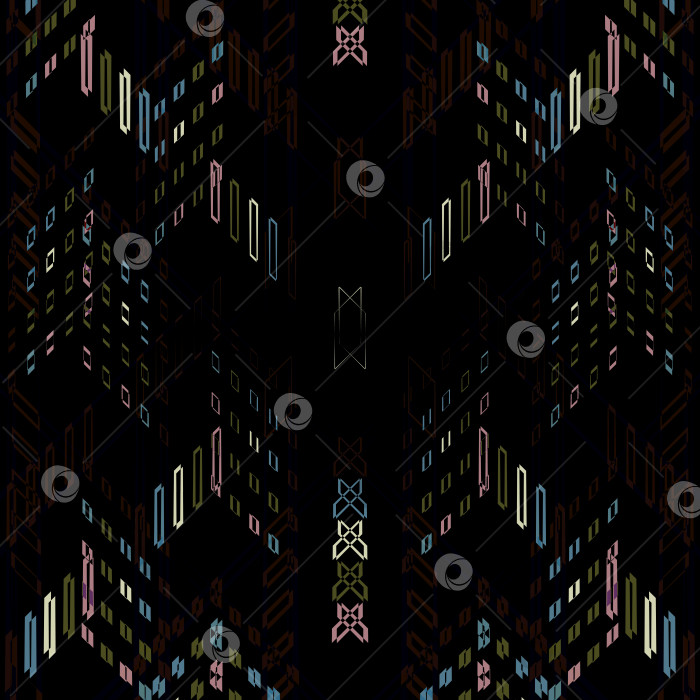 Скачать На темном фоне изображены диагонали, светящиеся, зеленые, розовые, синие геометрические фигуры в виде прямоугольников. фотосток Ozero