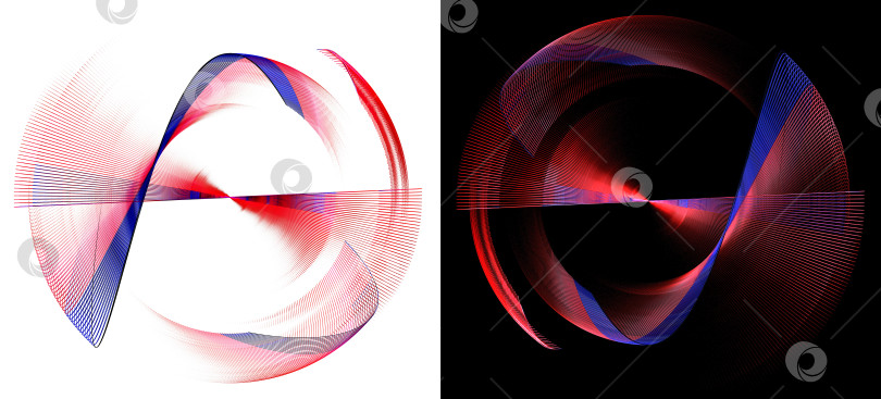 Скачать Абстрактные пропеллеры в красную полоску с синими контурами по краям лопастей вращаются на черно-белом фоне. Иконка, логотип, символ, вывеска. Набор. 3D-рендеринг. 3D-иллюстрация. фотосток Ozero