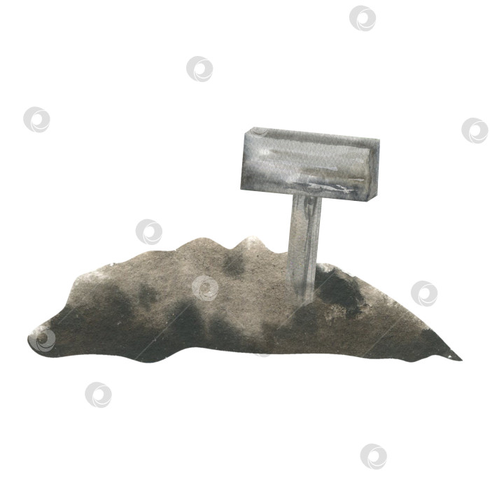 Скачать Акварельный клипарт "Чернозем с деревянным вздохом" для книги о садоводстве или оформления упаковки для семян. Клипарт "Деревенская жизнь" с садовыми инструментами для создания экологически чистого озеленения. фотосток Ozero