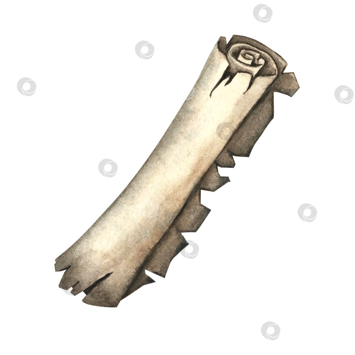 Скачать Древний свиток. Иллюстрации выполнены акварелью от руки. Цветное изображение. Изолировать. Для детских игр. Для наклеек, открыток, плакатов и баннеров, упаковки и многого другого. фотосток Ozero