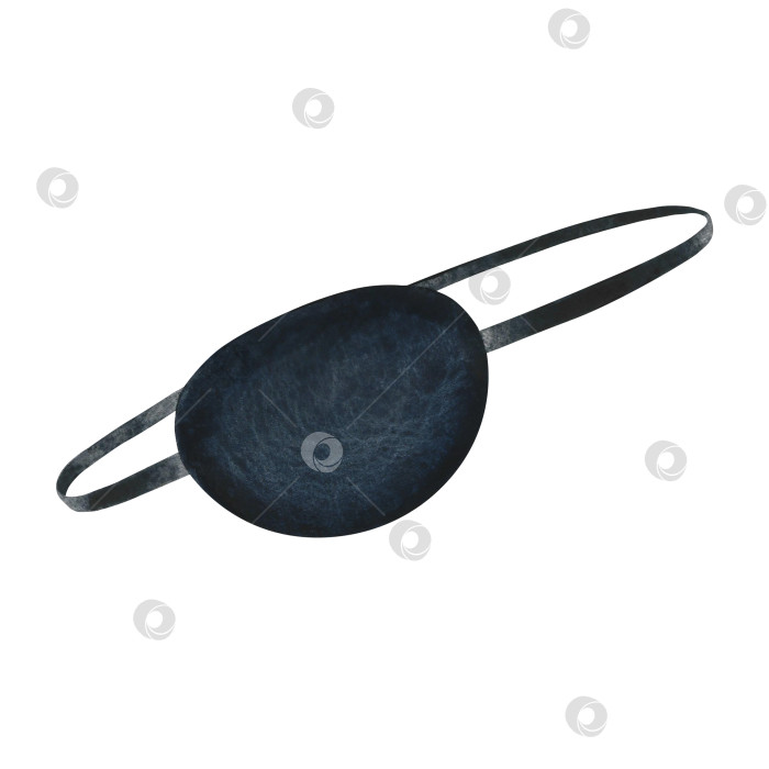 Скачать Пиратская повязка на глазу. Иллюстрации выполнены акварелью от руки. Цветное изображение. Изолировать. Для украшения детских игр и праздников. Для наклеек, приглашений, упаковок и многого другого. фотосток Ozero