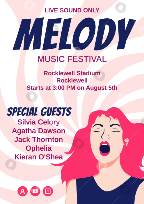 Скачать Шаблон плаката для музыкального фестиваля, конкурса или концерта в простом стиле. Ретро-плакат фотосток Ozero