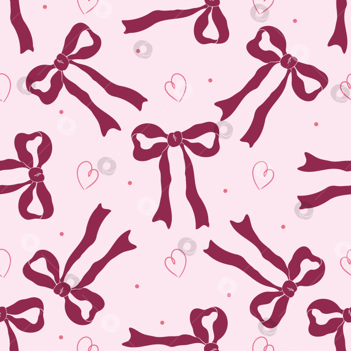 Скачать Шикарный и эстетичный узор в виде кокетливого банта из темно-розовой ленты, выделенный на розовом фоне. фотосток Ozero