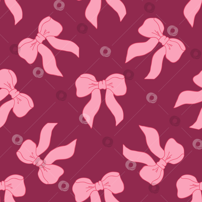 Скачать Кокетливый бант из ленты на темно-розовом фоне, бесшовный узор для создания шикарного, очаровательного дизайна фотосток Ozero