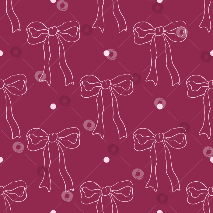 Скачать Шикарный бесшовный узор с розовыми бантиками и точками придает кокетливый оттенок любому дизайну. фотосток Ozero
