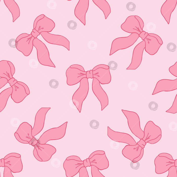Скачать Бесшовный узор с кокетливым бантиком на нежном розовом фоне, очаровательный винтажный дизайн фотосток Ozero