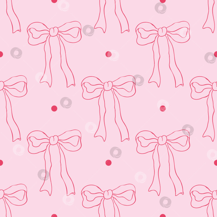 Скачать Шикарно и женственно: бесшовный узор с бантиками и розовыми точками в стиле кокетки фотосток Ozero