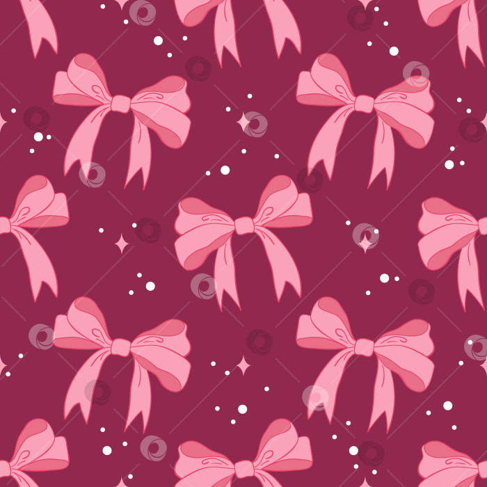 Скачать Викторианский узор с розовыми лентами: кокетливый бесшовный узор для элегантного дизайна фотосток Ozero