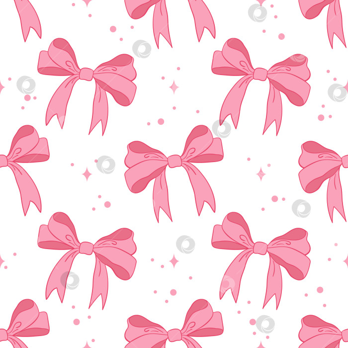 Скачать Розовые ленты и горошек - кокетливый узор с викторианским шармом фотосток Ozero