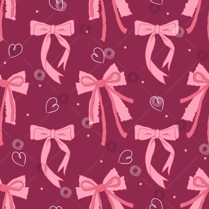 Скачать Кокетливо-шикарные, очаровательные бантики из викторианской ленты с сердечками на розовом фоне фотосток Ozero