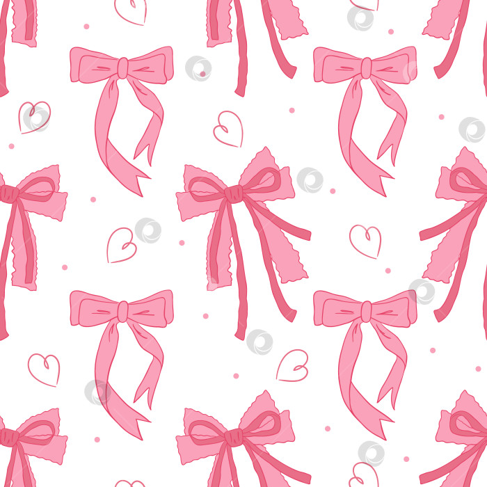 Скачать Кокетливо-шикарные, очаровательные бантики из викторианской ленты с сердечками на розовом фоне фотосток Ozero