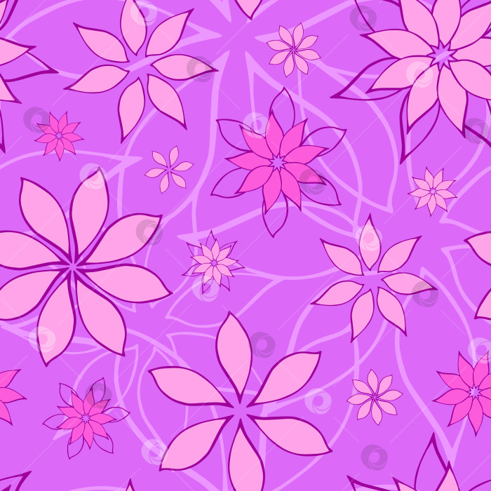 Скачать Абстрактные фантазийные цветы на фоне бесшовного узора. Стилизованные геометрические цветочные мотивы с бесконечной текстурой. Упрощенный редактируемый повторяющийся дизайн поверхности. Плоский безграничный орнамент для рекламы фотосток Ozero