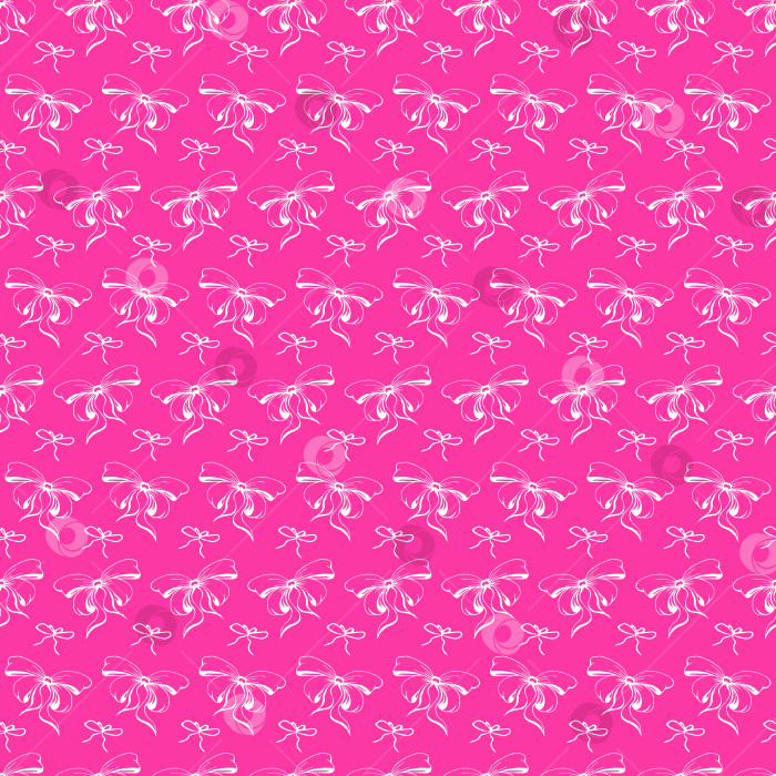 Скачать Милые мягкие романтичные бантики с бесшовным рисунком. Красивые плоские бантики с абстрактной бесконечной текстурой для ткани, текстиля, косметики, упаковки, канцелярских принадлежностей, оберточной бумаги, фона. Веселый праздничный дизайн в стиле каракулей. фотосток Ozero