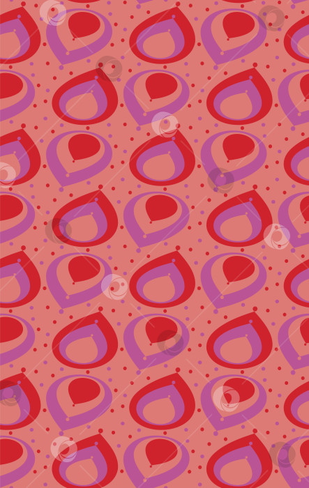 Скачать Сиреневые и красные плавные абстрактные формы на розовом фоне образуют яркий бесшовный узор для открыток, текстиля, упаковки, веб-сайтов. фотосток Ozero