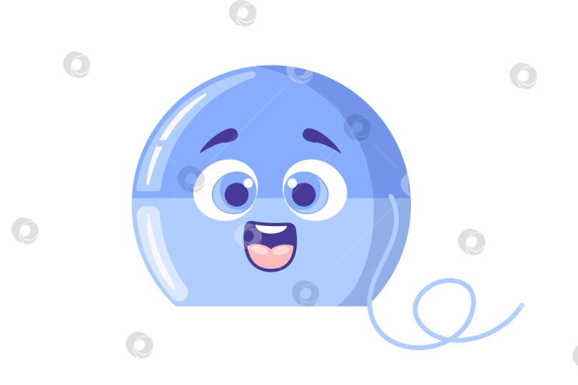 Скачать Векторная иллюстрация синей упаковки зубной нити с изображением белого зуба и чистыми, современными линиями, подчеркивающими средства по уходу за полостью рта. фотосток Ozero